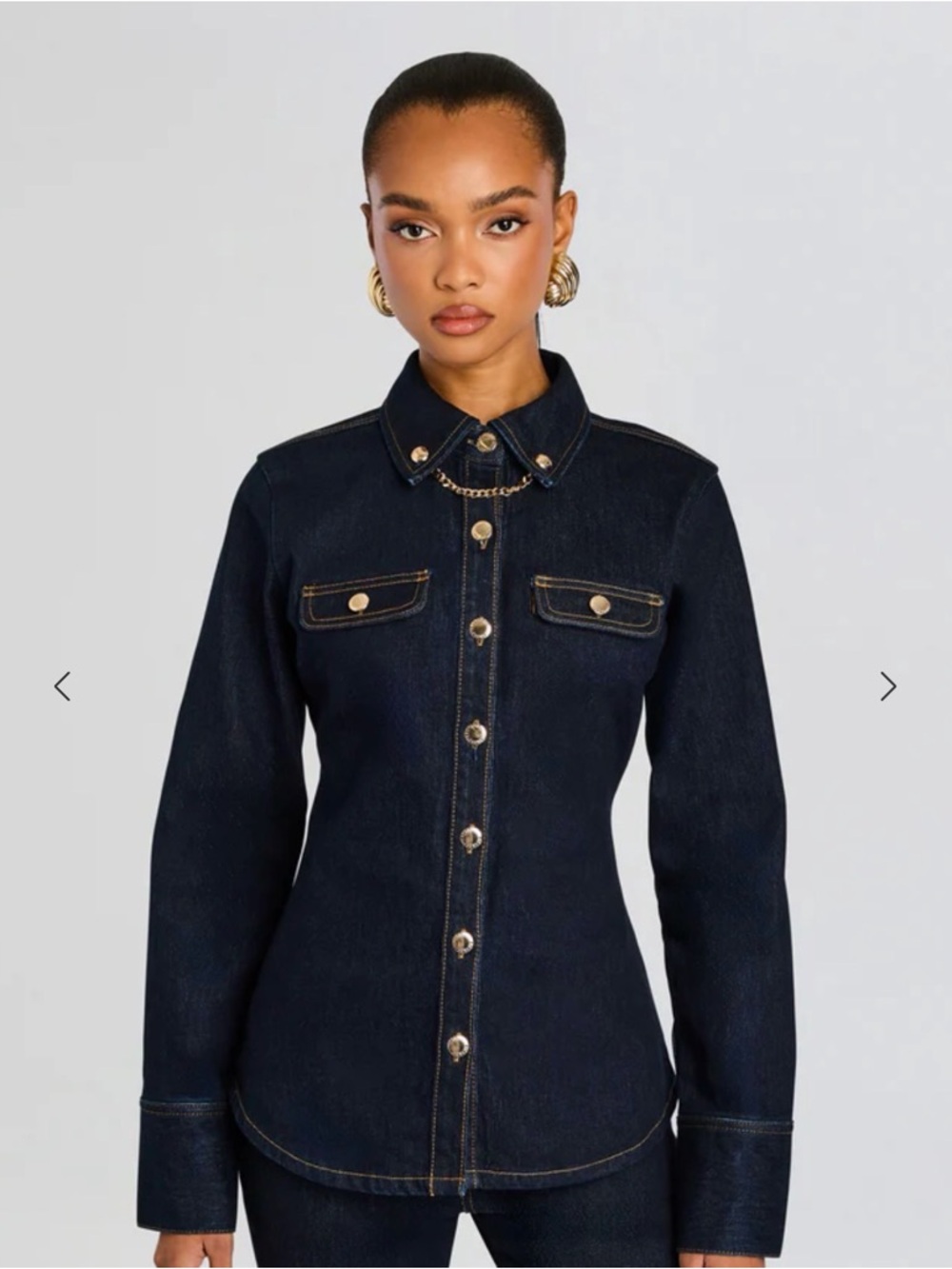 Retrofete Dark Indigo Denim Jacket with Gold Hardware